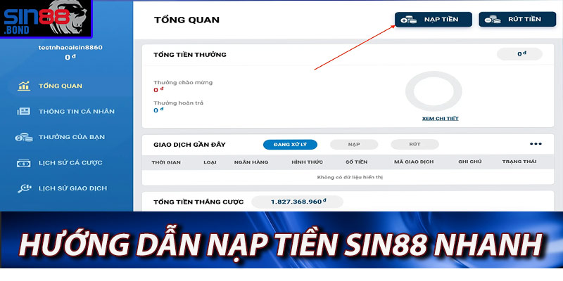 Hướng dẫn nạp tiền sin88 đầy đủ